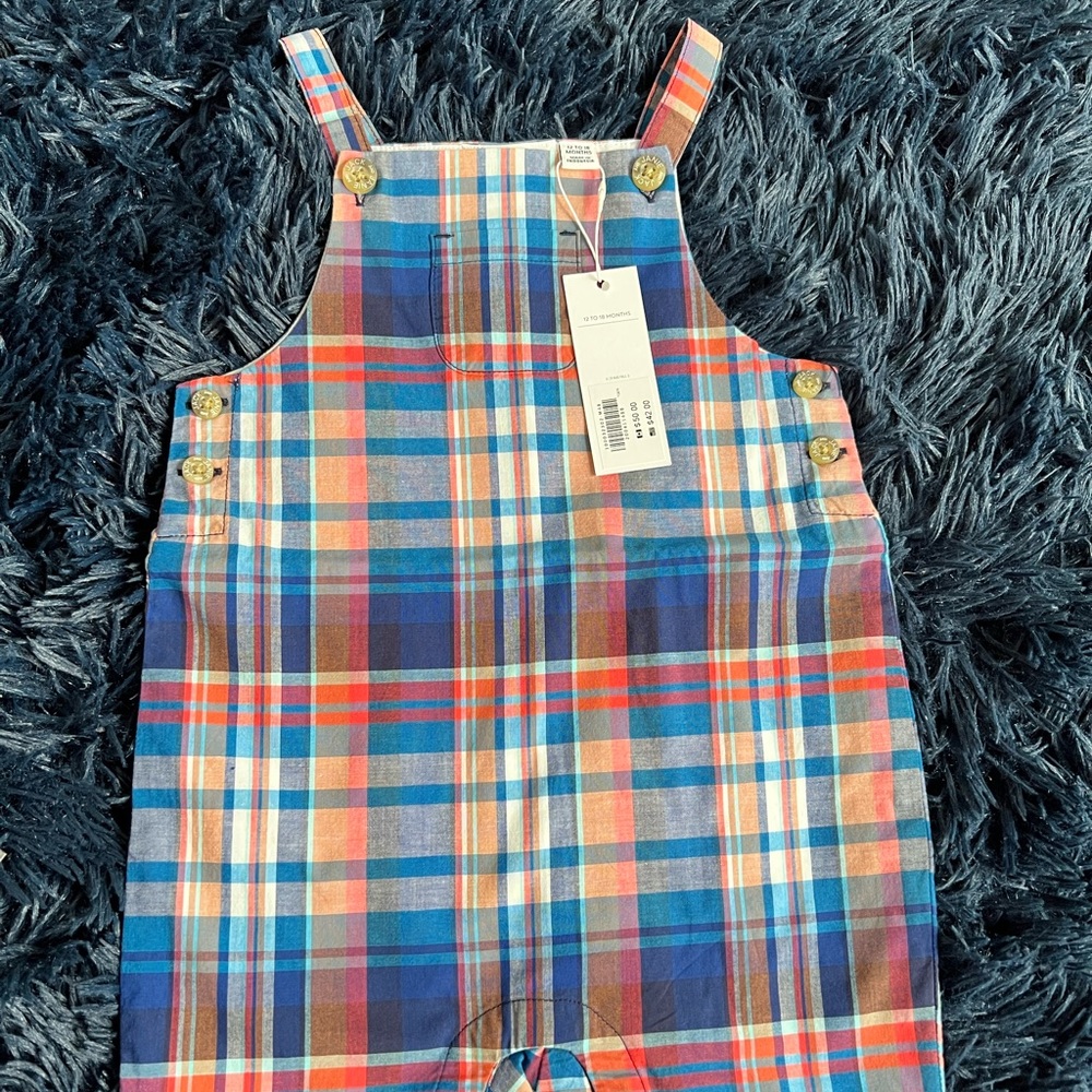 NWT Janie and Jack boys romper/shortall/overalls.